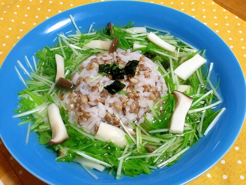 お吸い物の素で簡単に！水菜とエリンギのスープご飯♪